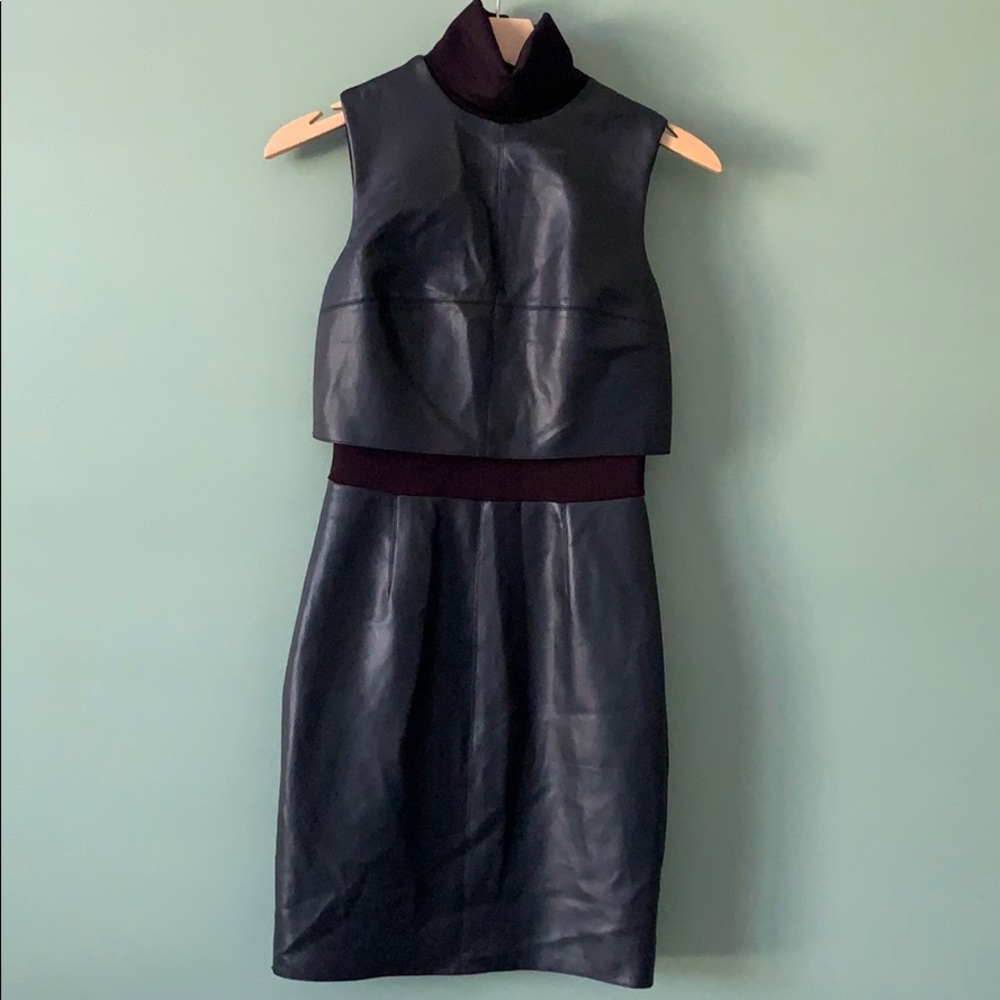 Bailey 44 Vegan Leather Turtleneck Dress
